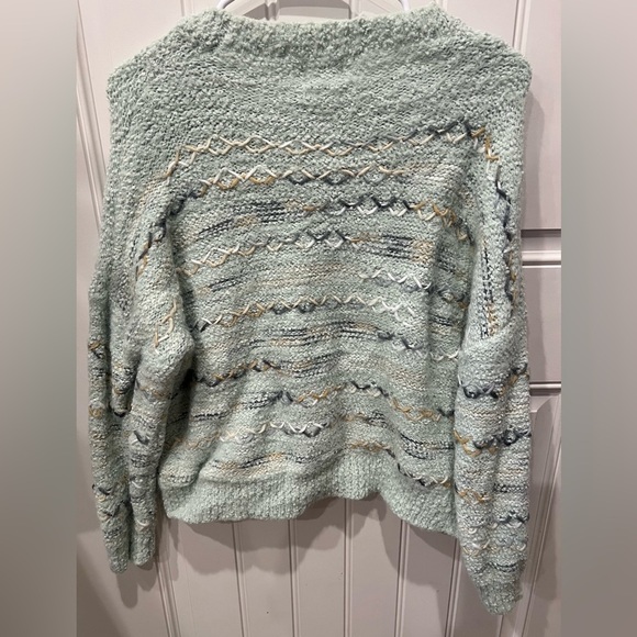 Mint Green M/L Crew Neck Sweater with Fluffy Texture - Picture 6 of 9
